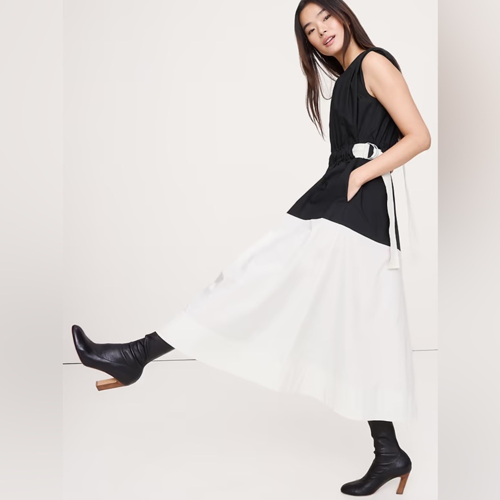NWT! Banana Republic Color-Blocked Cotton Poplin Midi Dress - Multiple 🩰